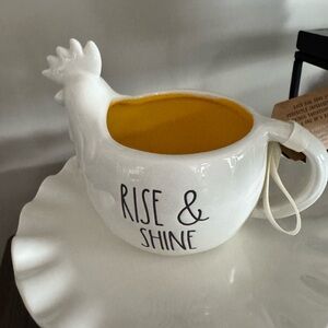Rae Dunn White Ceramic Mug with Yellow Interior